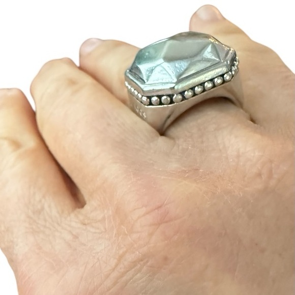 Vintage Lagos Caviar Faceted Rock Statement Ring Sterling silver 18K gold 6.5 - Picture 7 of 7